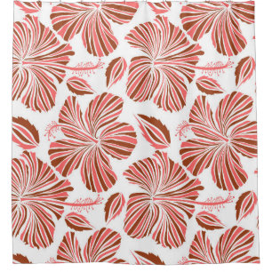 Rideaux De Douche Floral naturel tropical hawaïen aux couleurs marro