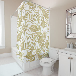 Rideaux De Douche Floral Or Moderne