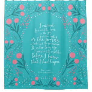 Rideaux De Douche Floral Turquoise et rose Jane Austen Fierté et pr