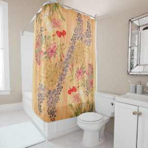 Rideaux De Douche Florale de gamines et fleurs Roses japonaises