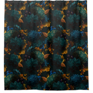 Rideaux De Douche Florales Gothiques Bleues Et Jaunes Gras Moody