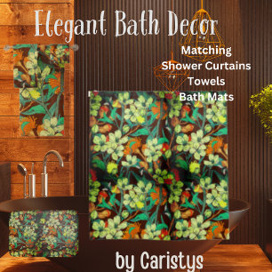 Rideaux De Douche Flore Brown, Rouille, Turquoise