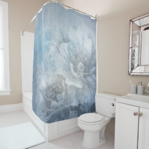 Rideaux De Douche Flore de pavot Superbe Fleur bleue Dusty Hued