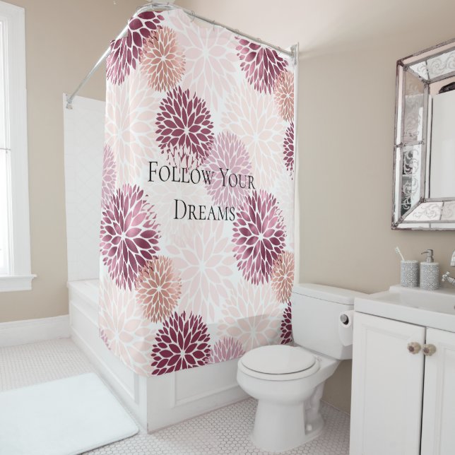 Rideaux De Douche Flore rose Chic élégant (En situation)