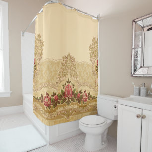 Rideaux De Douche Flore Vintage à l'or embouteillé