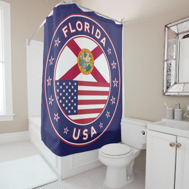 Rideaux De Douche Floride, bleu, (En situation)