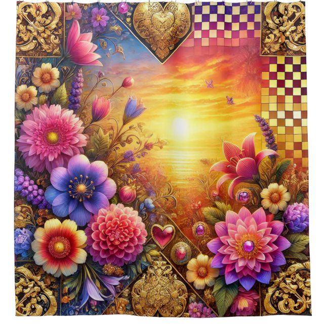 Rideaux De Douche Flower Design (Devant)