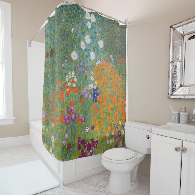 Rideaux De Douche Flower Garden by Gustav Klimt (En situation)