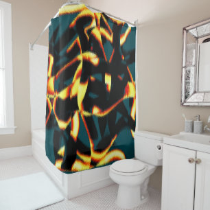 Rideaux De Douche Flux brûlés jaune rouge à l'air épouvantable, spra