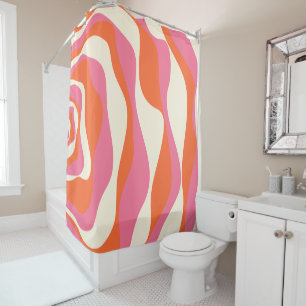 Rideaux De Douche Flux et reflux 4 - Rose, Orange et Crème