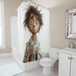 Rideaux De Douche Folie du matin : Café d'abord, questions plus tard