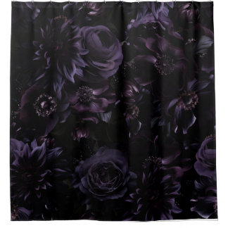 Rideaux De Douche Foncé Purple Moody Peonies gothiques Florales Nuit