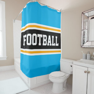 Rideaux De Douche FOOTBALL Sky Blue Black Yellow Racing Stripes
