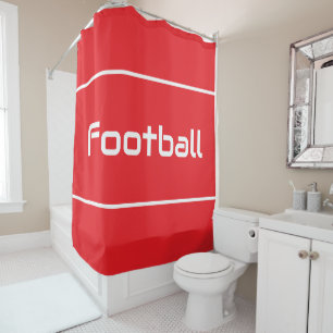 Rideaux De Douche FOOTBALL Texte Blanc Moderne avec Rayures sur Roug