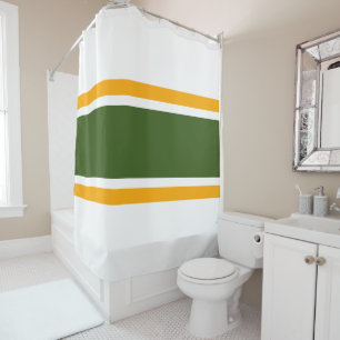 Rideaux De Douche Forêt Sportive Vert Jaune Racine Stripes Sur Blanc