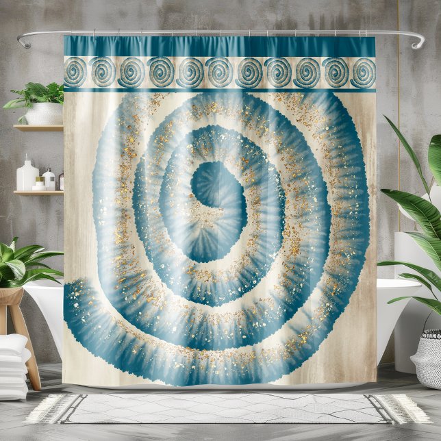 Rideaux De Douche Forme de spirale de coquille Nautilus Turquoise (Créateur téléchargé)