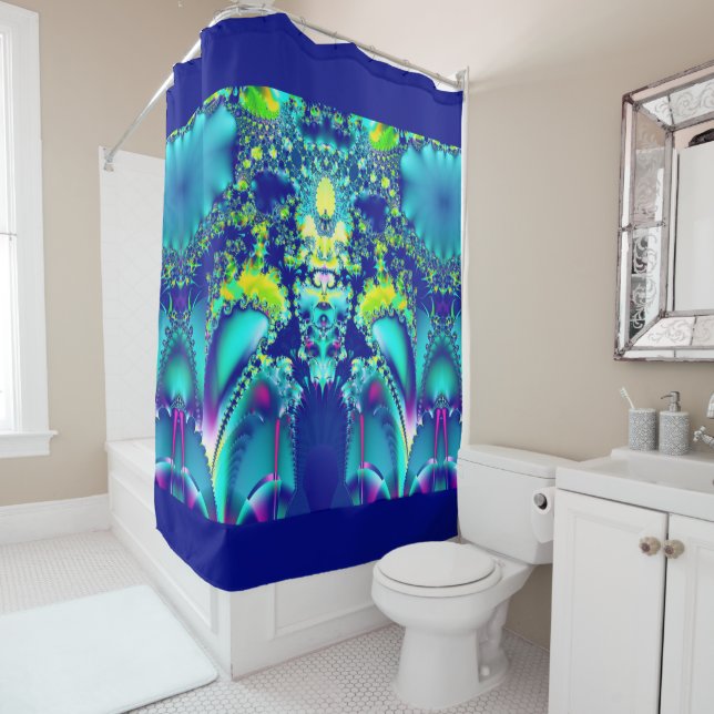 Rideaux De Douche Fractal Abstrait coloré (En situation)