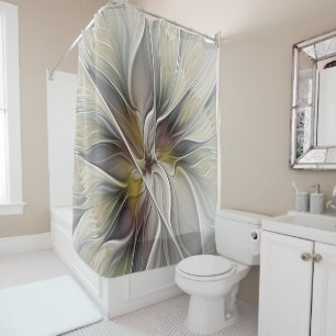 Rideaux De Douche Fractale florale, fleur de fantaisie aux couleurs