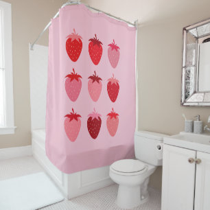 Rideaux De Douche Fraises Esthétiques Roses Et Rouges Préppines
