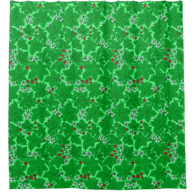 Rideaux De Douche Fraises et Feuilles Art Nouveau, Lime Green (Devant)