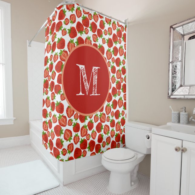 Rideaux De Douche Fraises Retro (En situation)