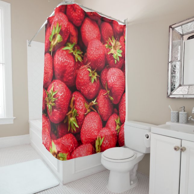 Rideaux De Douche Fraises Rouge délicieuse fraise (En situation)