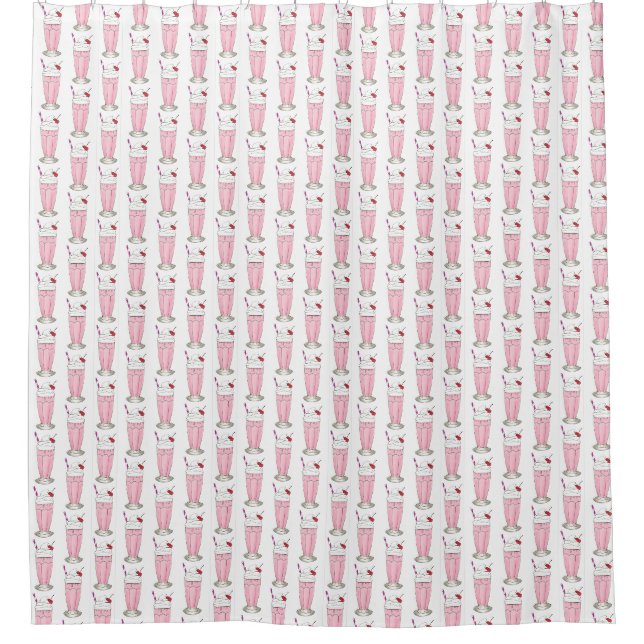 Rideaux De Douche Framboise Shake Milkshake Crème de glace Foin rose (Devant)