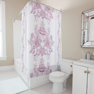 Rideaux De Douche français chic, rose, toile, floral, motif, victori