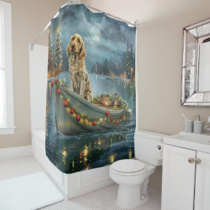 Rideaux De Douche Français Setter Christmas Festive Voyage
