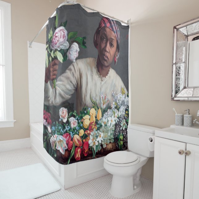 Rideaux De Douche Frédéric Bazille - Jeune femme aux pivoines (En situation)