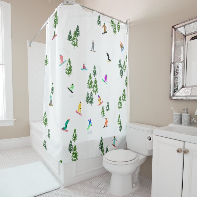 Rideaux De Douche Freeride Snowboarder Illustration de snowboard (En situation)