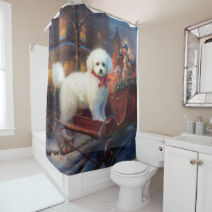 Rideaux De Douche Frise de Bichon Frise Festin de Noël