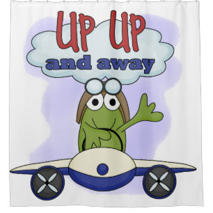 Rideaux De Douche Froggie Pilot dans l'avion vers le haut et vers le
