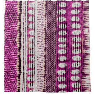 Rideaux De Douche Frontière ethnique de Fuchsia Abstraite