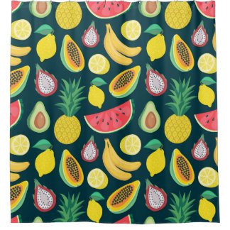 Rideaux De Douche Fruits tropicaux Vintage Motif Bliss