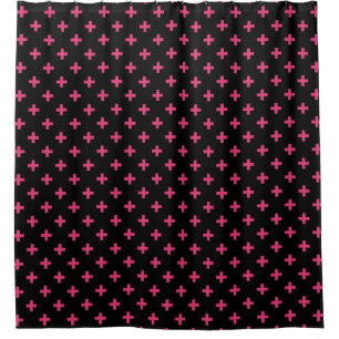 Rideaux De Douche Fuchsia polka croise sur noir