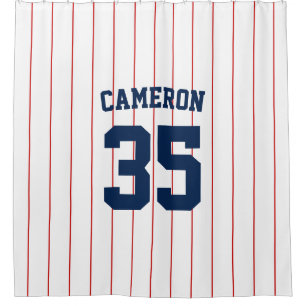 Rideaux De Douche Fully Editable Colors Baseball Jersey Stripes Name