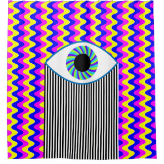 Rideaux De Douche Fun all seeing eye digital art with multicolored w