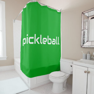 Rideaux De Douche Fun Moderne Blanc PICKLEBALL Texte sur Vert clair