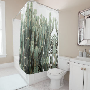 Rideaux De Douche Funky Pale Green Cactus Type Plante Succulent