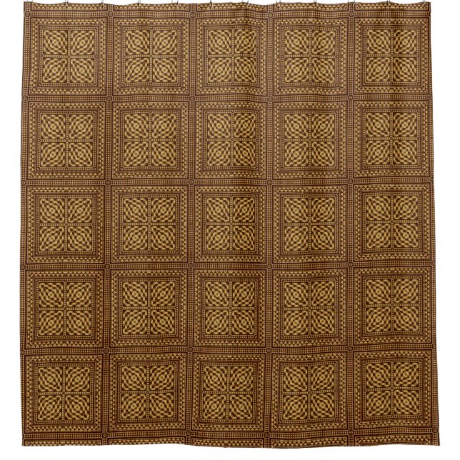 Rideaux De Douche Funky Retro Carré Carrelage Motif, Autumn Browns (Devant)