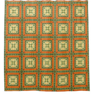 Rideaux De Douche Funky Retro Carré Carrelage Motif avec Fleur de Pr