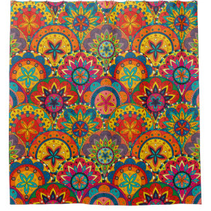 Rideaux De Douche Funky Retro couleur Motif Mandala