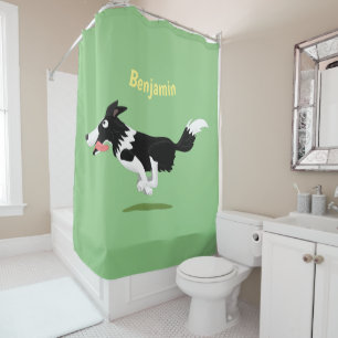Rideaux De Douche Funny Border Collie chien en course dessin animé