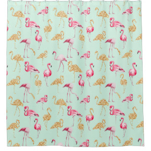 Rideaux De Douche Funny Unique Girly Pink et Gold Funky Flamant rose