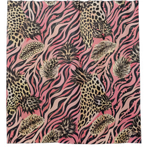 Rideaux De Douche Fusion Poster de animal rose - Motif sans couture
