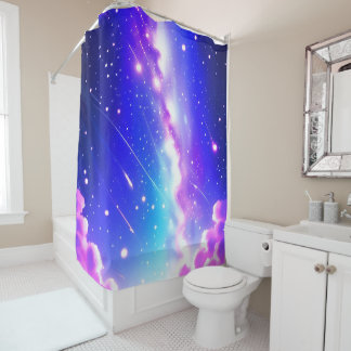 Rideaux De Douche Galaxie bleue céleste et rose