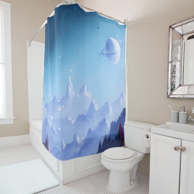 Rideaux De Douche Galaxie, Univers, Étoiles, Espace extra-atmosphéri (En situation)