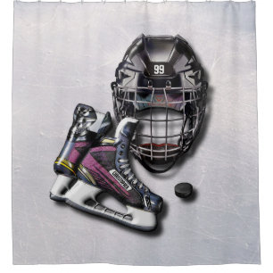 Rideaux De Douche Galet de casque de patins de hockey sur glace avec