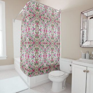 Rideaux De Douche Garden of Pink Roses Tiled
